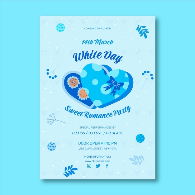 Free vector flat white day vertical flyer template