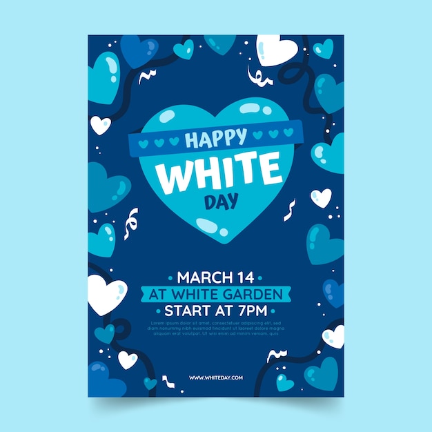 Flat white day vertical flyer template