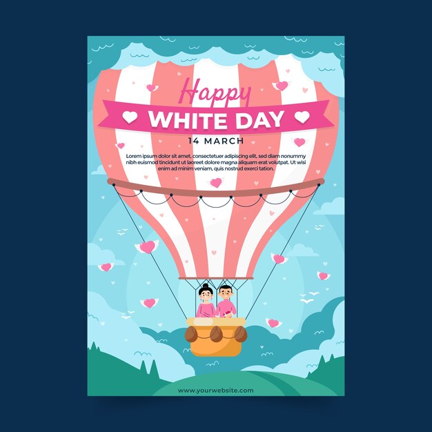 Flat white day vertical flyer template