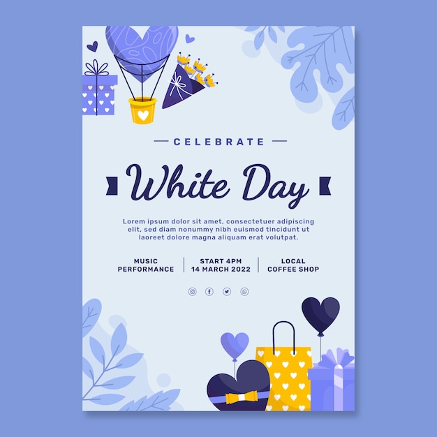 Free vector flat white day vertical flyer template