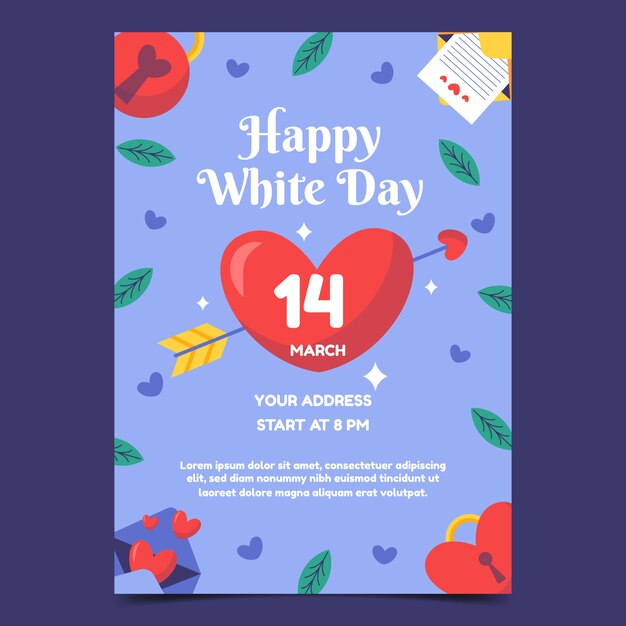 Free vector flat white day vertical poster template