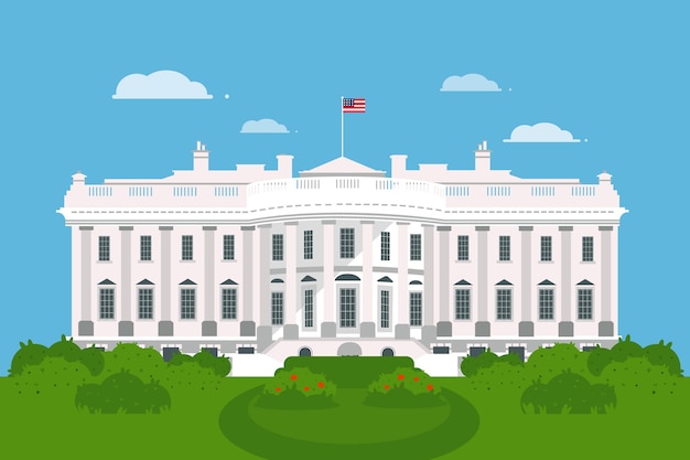 Бесплатное векторное изображение Плоский белый дом иллюстрация