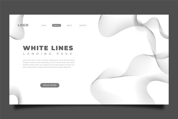 Free vector flat white lines landing page