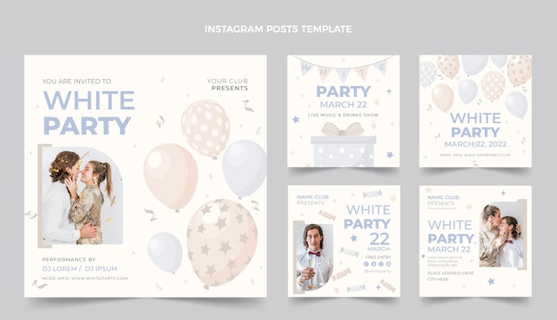 Flat white party instagram posts collection