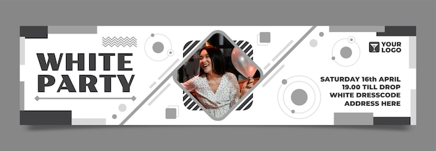 Flat white party twitch banner