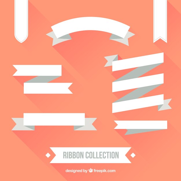 Flat white ribbon collection