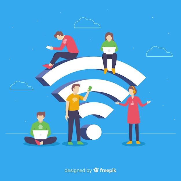 Бесплатное векторное изображение Концепция плоского wi-fi