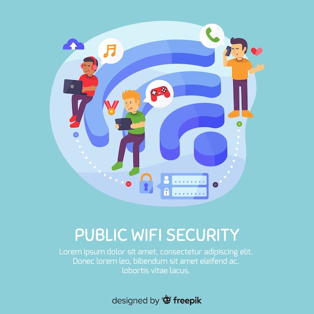 Бесплатное векторное изображение Концепция плоского wi-fi