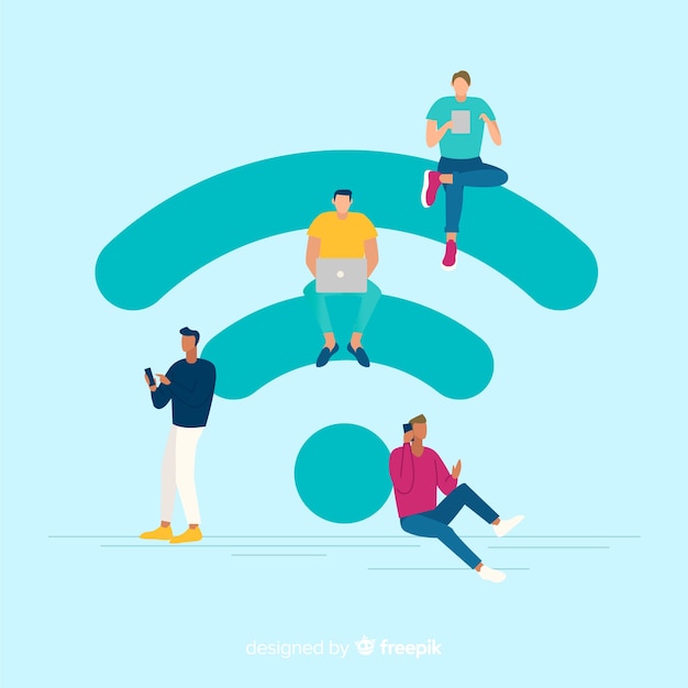 Бесплатное векторное изображение Концепция плоского wi-fi