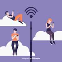 Бесплатное векторное изображение Концепция плоского wi-fi