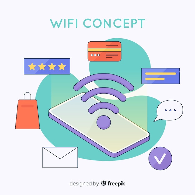 Бесплатное векторное изображение Концепция плоского wi-fi