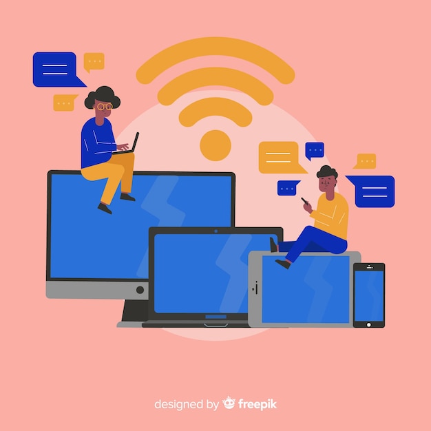 Бесплатное векторное изображение Концепция плоского wi-fi