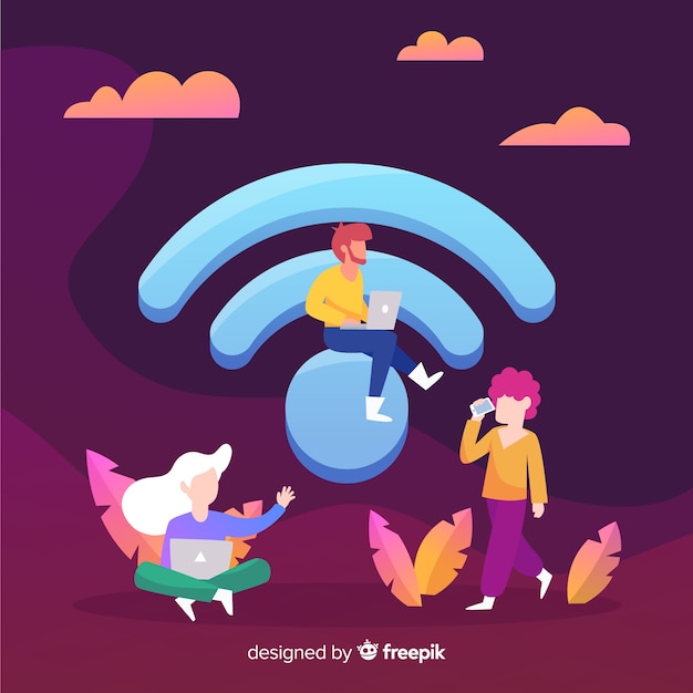 Концепция зоны wi-fi с сигналом