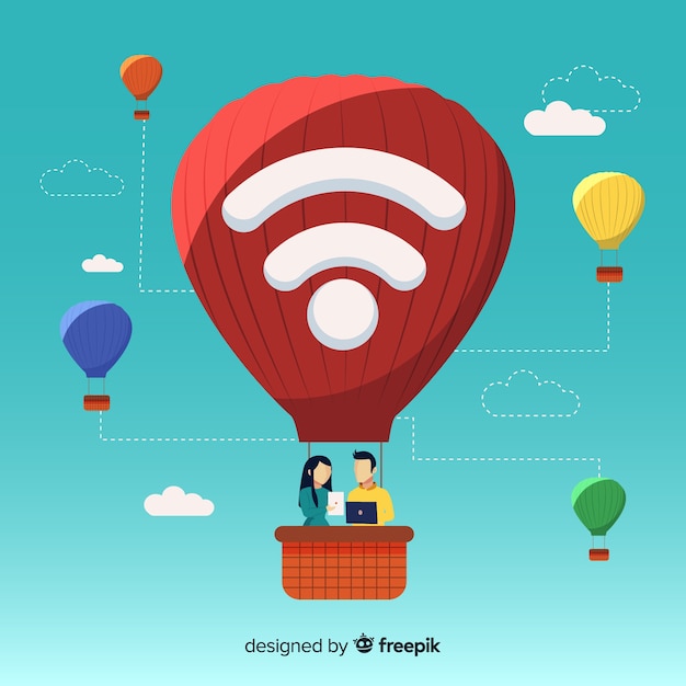 Free vector flat wifi zone concept with signal