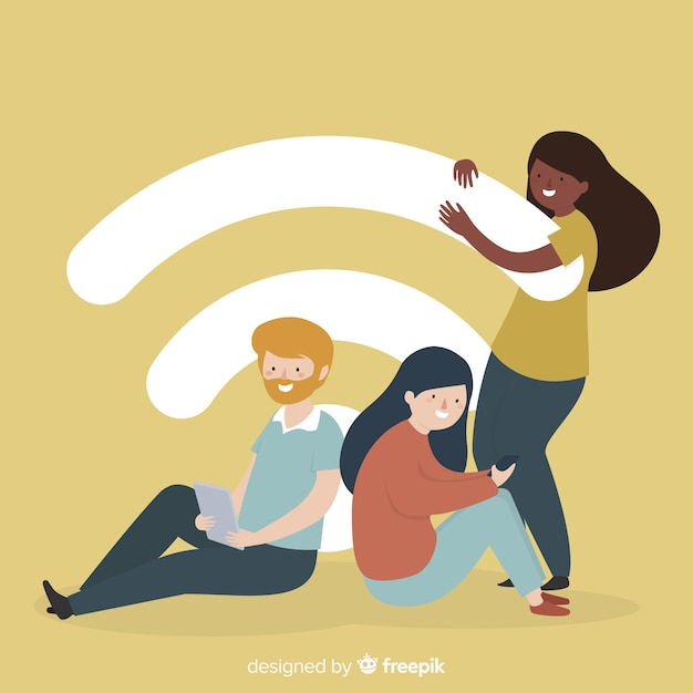 flat wifi zone concept with signal