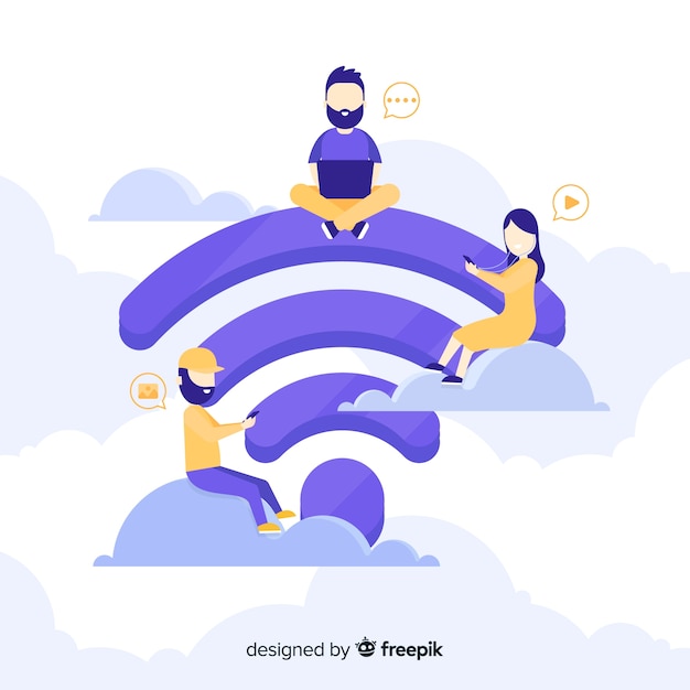 Бесплатное векторное изображение Концепция зоны wi-fi с сигналом