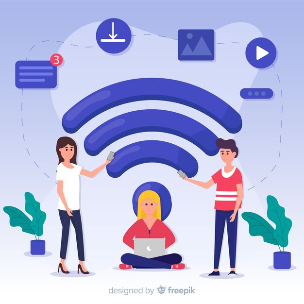 Концепция зоны Wi-Fi с сигналом