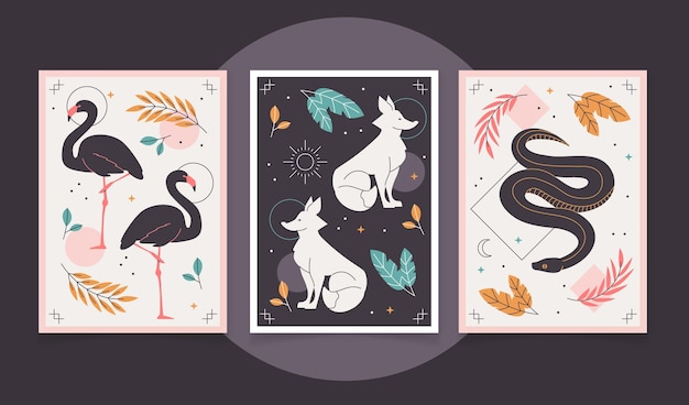 Flat wild animals cover collection