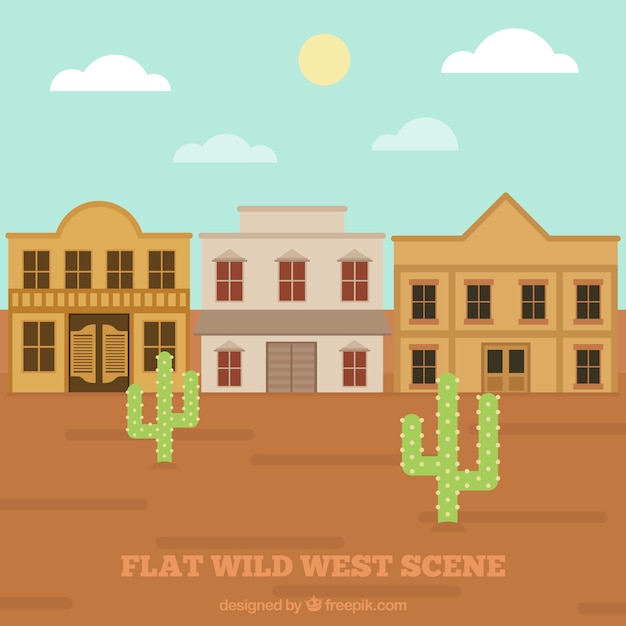 Free vector flat wild west scene