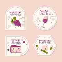 Free vector flat wine tasting labels collection