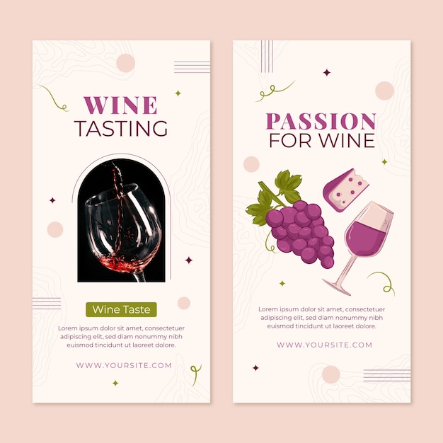 Free vector flat wine tasting vertical banners set