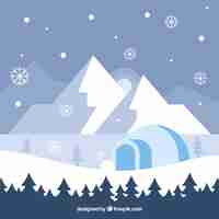 Free vector flat winter background with mountains