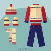 Free vector flat  winter clothes collection