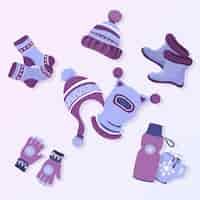 Free vector flat winter clothes and essentials collection