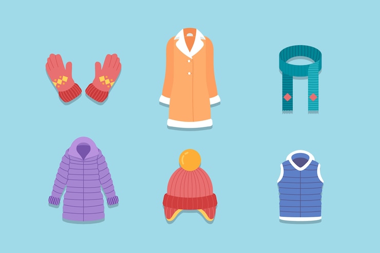 無料Vector 平らな冬服と必需品のコレクション