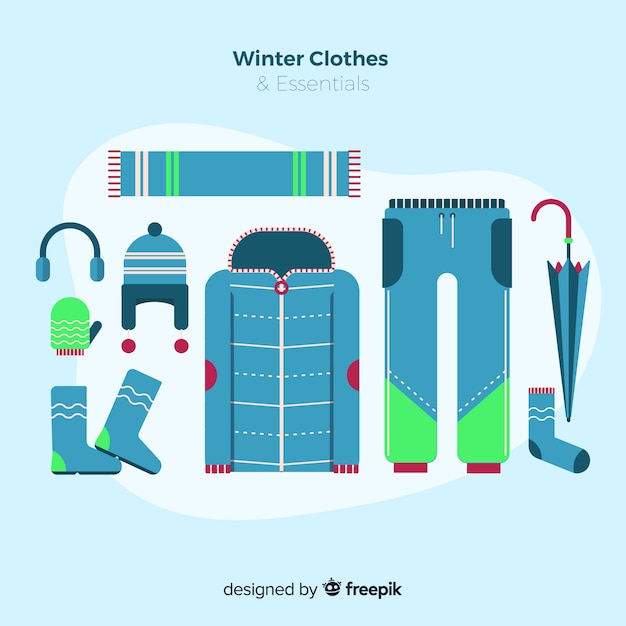 Free vector flat winter clothes and essentials