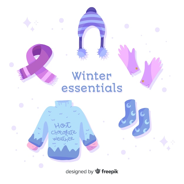 Free vector flat winter clothes and essentials