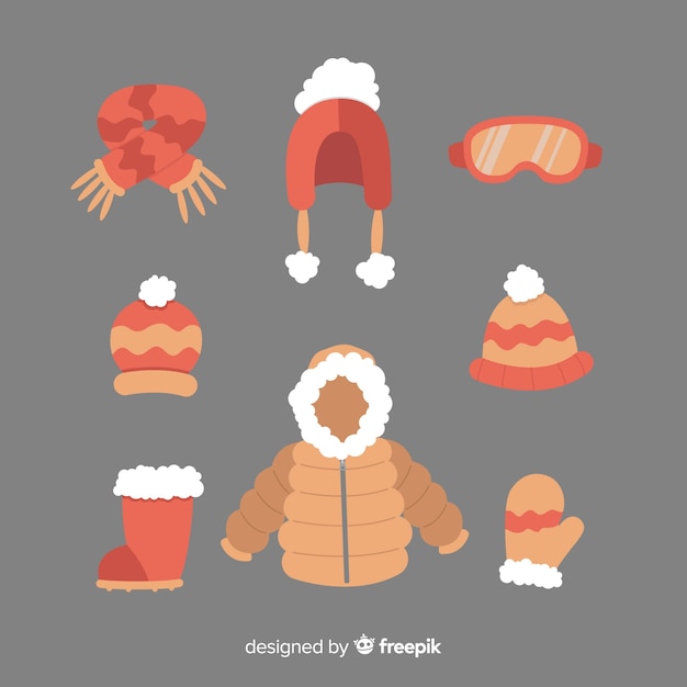 Free vector flat winter clothes and essentials