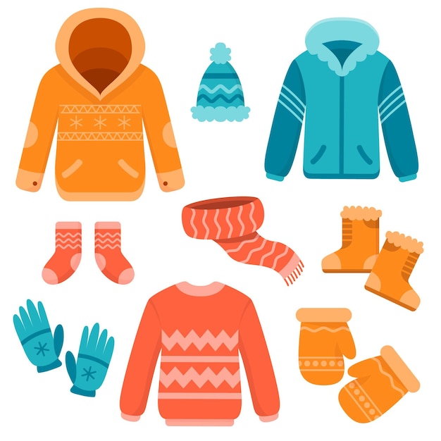 Free Vector  Flat winter clothes and essentials