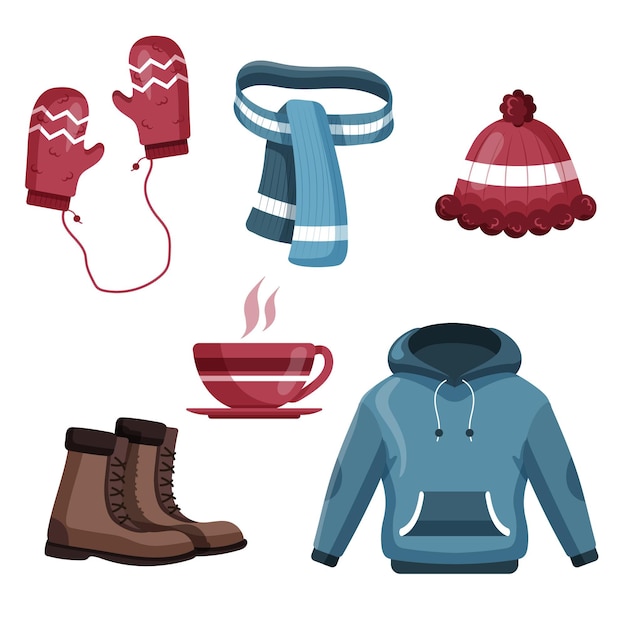 Free vector flat winter clothes and essentials