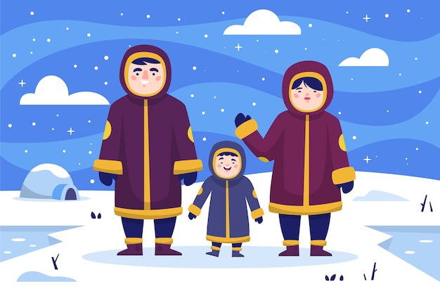 Flat winter eskimo illustration