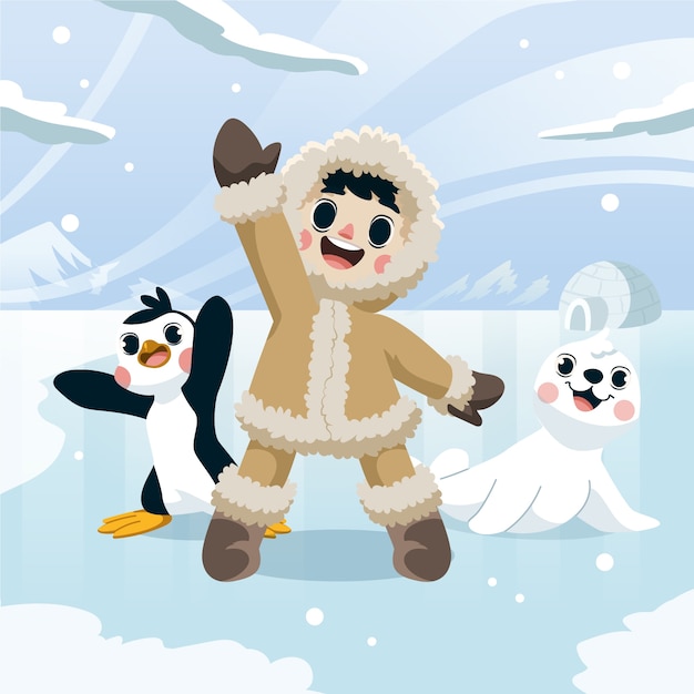 Free vector flat winter eskimo illustration