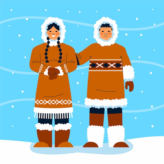 Free vector flat winter eskimo illustration