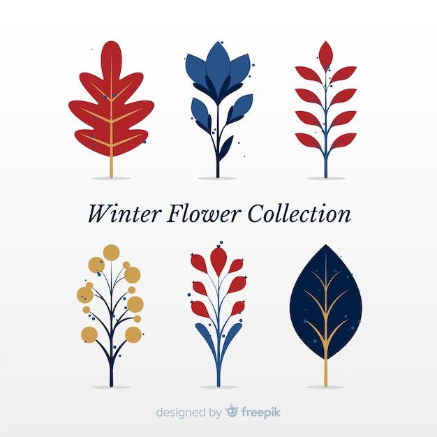 Free vector flat winter flower collection