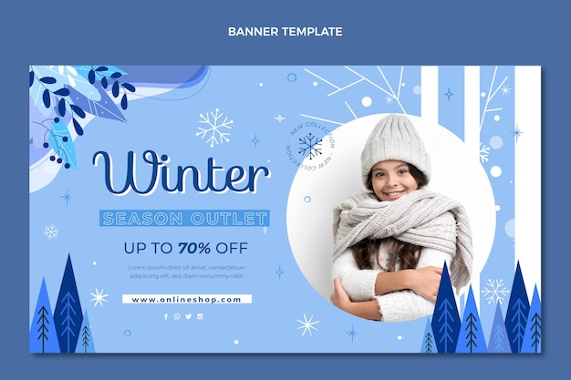 Free vector flat winter horizontal banner