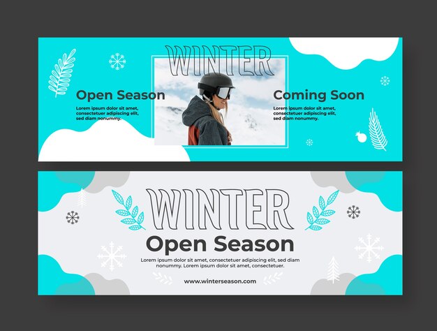 Free vector flat winter horizontal banners set