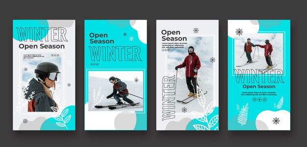 Flat winter instagram stories collection