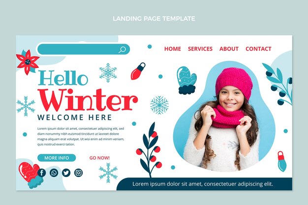 Flat winter landing page template