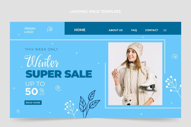 Flat winter landing page template