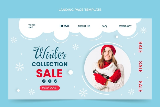 Free vector flat winter landing page template