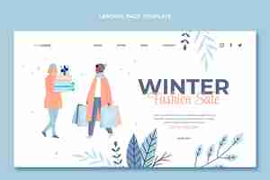 Free vector flat winter landing page template