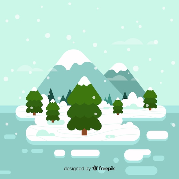 Free vector flat winter landscape background