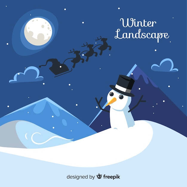 Free vector flat winter landscape background