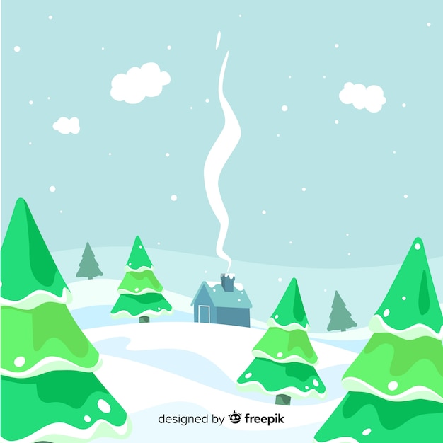 Free vector flat winter landscape background