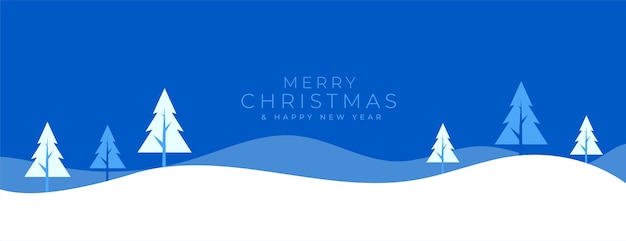 Flat winter landscape banner for merry christmas