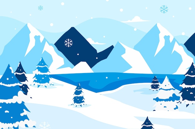 Free vector flat winter landscape illustration